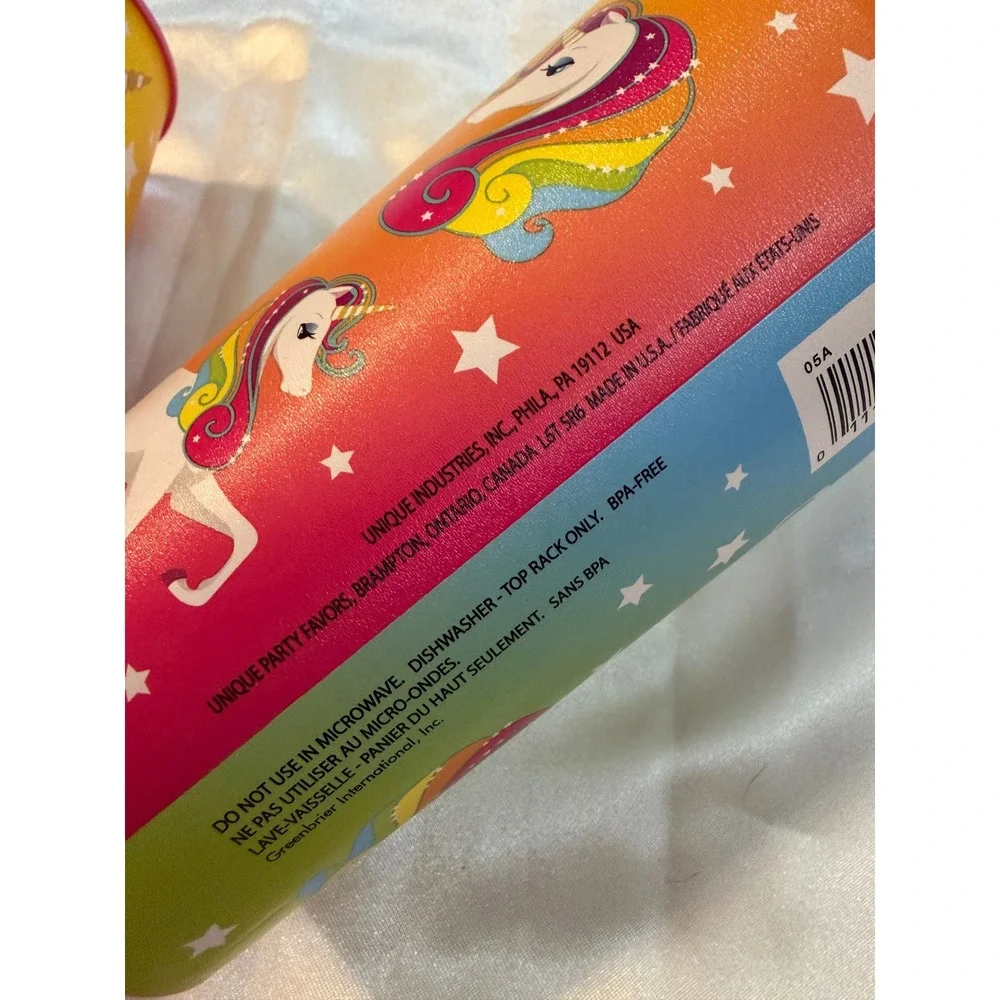 Unique Party Favors Unicorn Rainbow Plastic Cups Set of 2 BPA-Free 69788